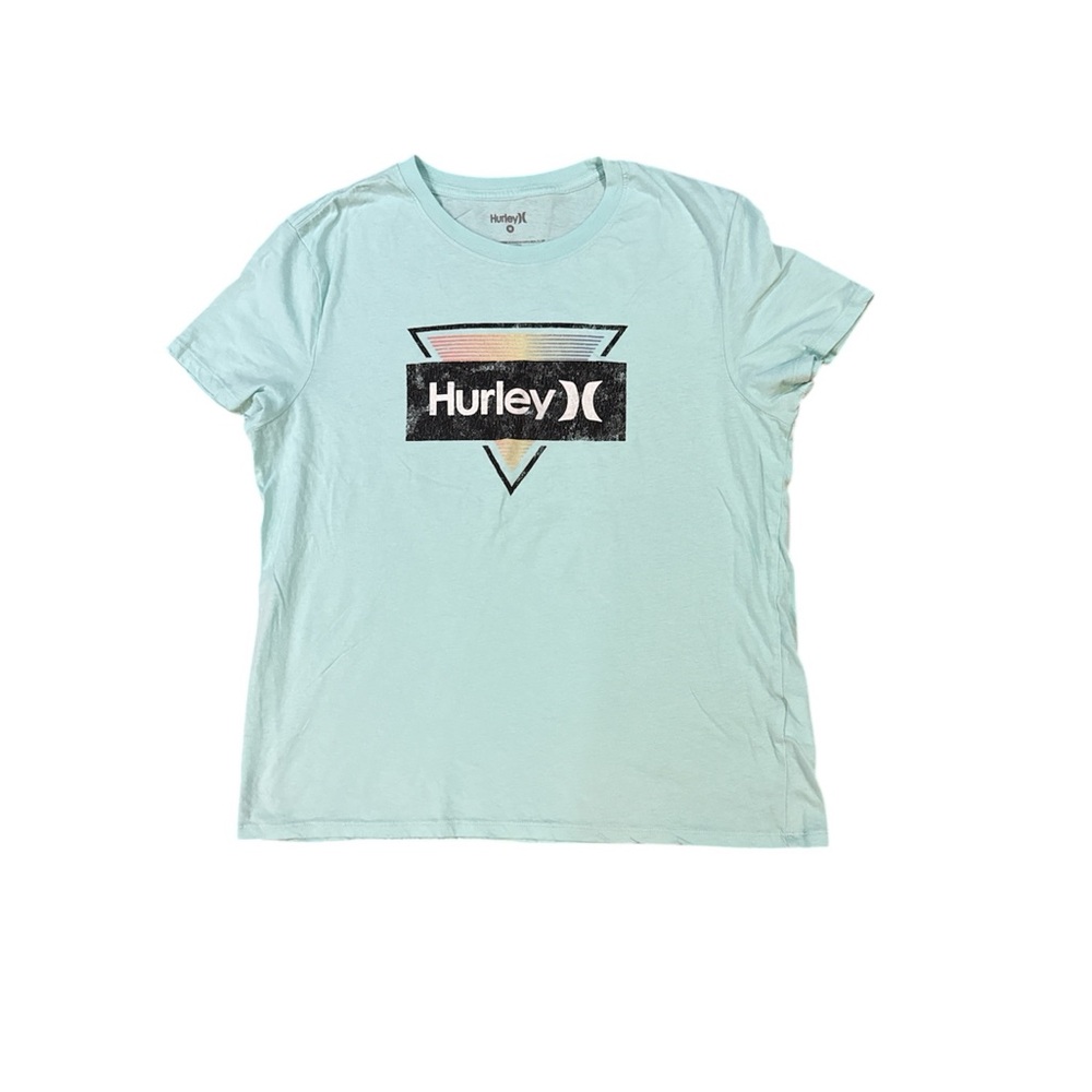 Hurley Sky Blue Tee with Graphic Womenβs Size Medium